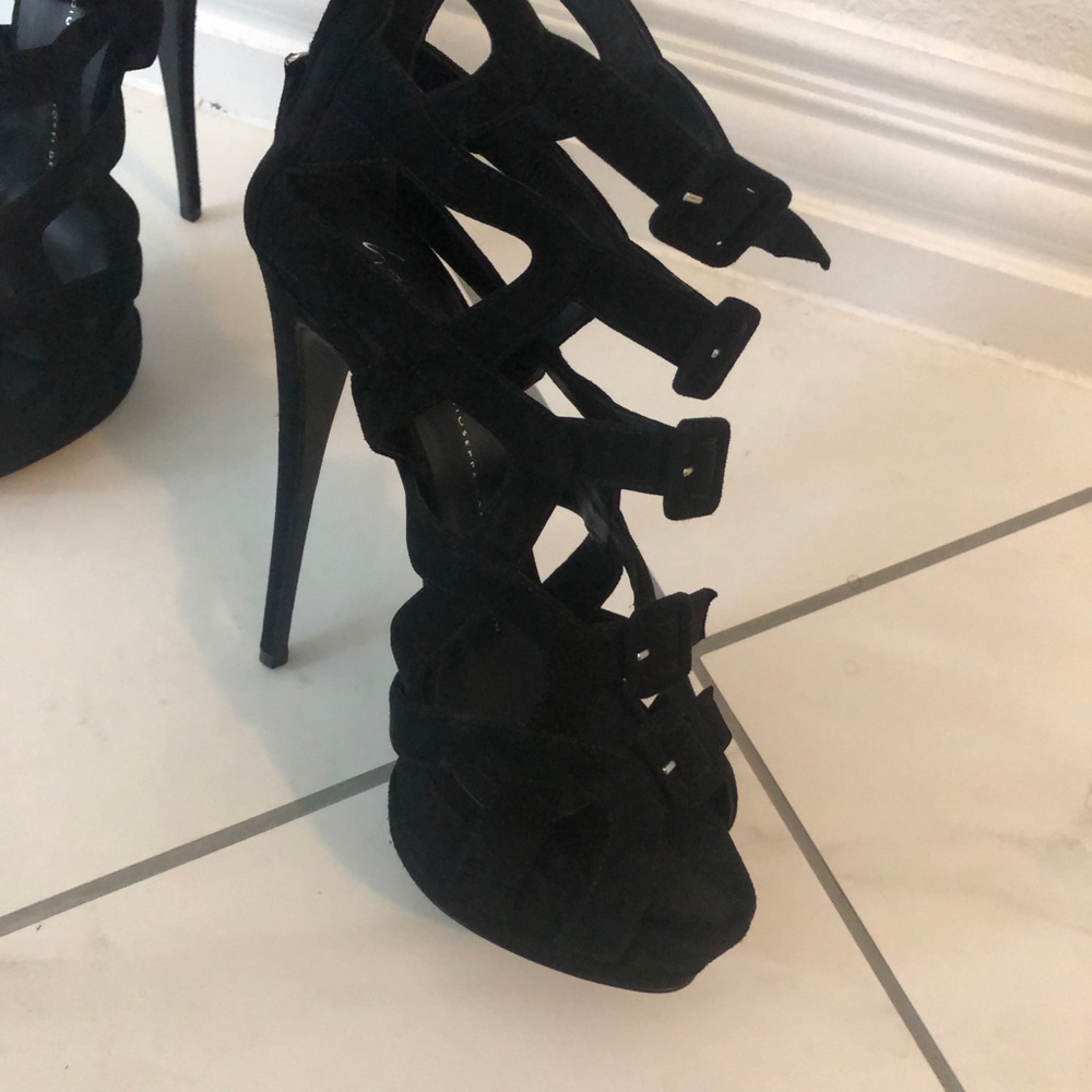 Giuseppe Zanotti Black Suede Caged Platform Sandal